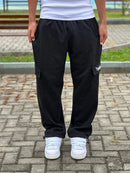 Calça Cargo de Moletom Bordado Trip Side Preto